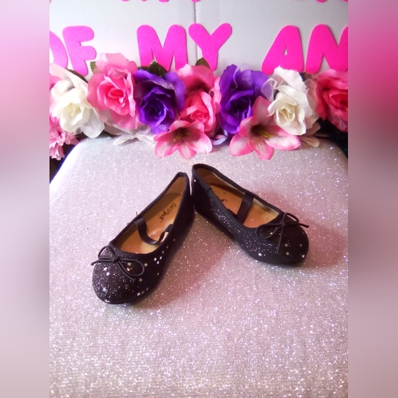 #174👉🏼Toddlers Black🖤/w-Silver Stars Dress Shoes - Picture 5 of 6